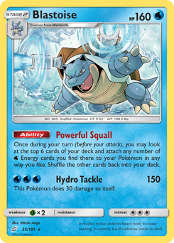Blastoise z edície Team Up, karta č.25