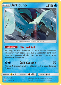 Articuno z edície Team Up, karta č.32