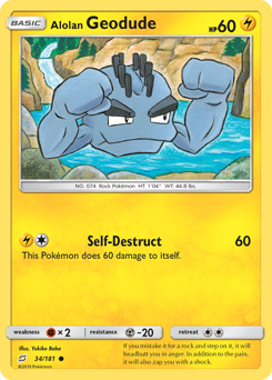 Alolan Geodude z edície Team Up, karta č.34