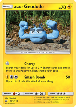 Alolan Geodude z edície Team Up, karta č.35