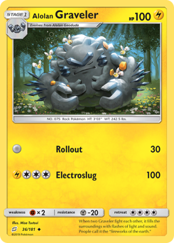 Alolan Graveler z edície Team Up, karta č.36