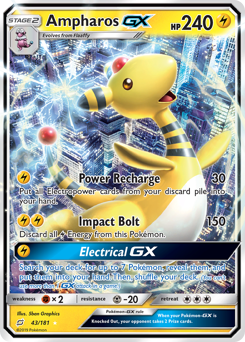 Ampharos-GX z edície Team Up, karta č.43