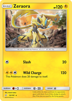 Zeraora z edície Team Up, karta č.52