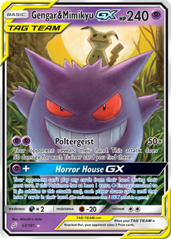 Gengar & Mimikyu-GX z edície Team Up, karta č.53