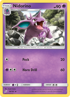 Nidorino z edície Team Up, karta č.58