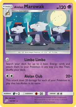 Alolan Marowak z edície Team Up, karta č.64