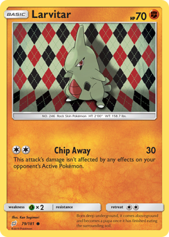 Larvitar z edície Team Up, karta č.79