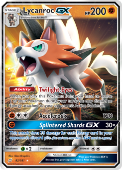 Lycanroc-GX z edície Team Up, karta č.82