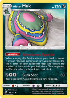 Alolan Muk z edície Team Up, karta č.84