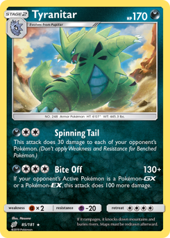 Tyranitar z edície Team Up, karta č.85