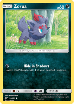 Zorua z edície Team Up, karta č.90