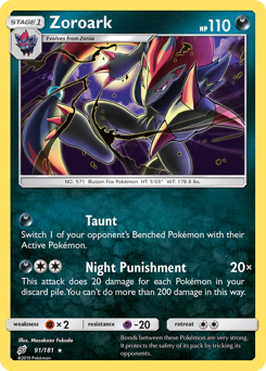 Zoroark z edície Team Up, karta č.91