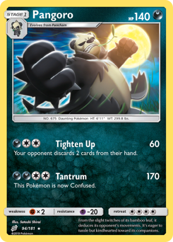 Pangoro z edície Team Up, karta č.94