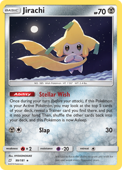 Jirachi z edície Team Up, karta č.99
