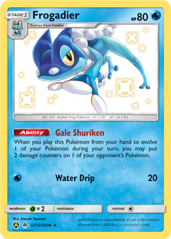 Frogadier z edície Hidden Fates Shiny Vault, karta č.SV12