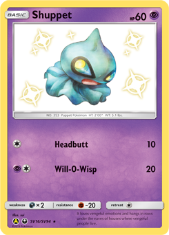 Shuppet z edície Hidden Fates Shiny Vault, karta č.SV16