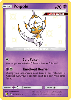 Poipole z edície Hidden Fates Shiny Vault, karta č.SV19