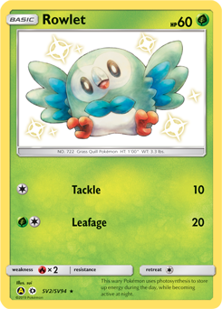 Rowlet z edície Hidden Fates Shiny Vault, karta č.SV2