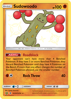 Sudowoodo z edície Hidden Fates Shiny Vault, karta č.SV20