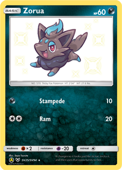 Zorua z edície Hidden Fates Shiny Vault, karta č.SV25