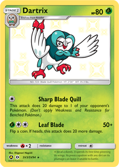 Dartrix z edície Hidden Fates Shiny Vault, karta č.SV3