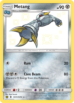 Metang z edície Hidden Fates Shiny Vault, karta č.SV31