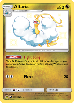 Altaria z edície Hidden Fates Shiny Vault, karta č.SV37