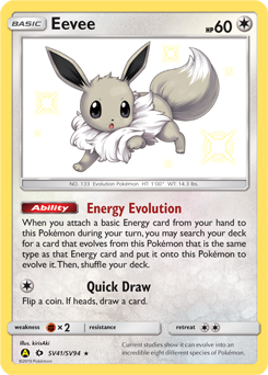 Eevee z edície Hidden Fates Shiny Vault, karta č.SV41