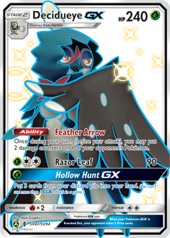 Decidueye-GX z edície Hidden Fates Shiny Vault, karta č.SV47