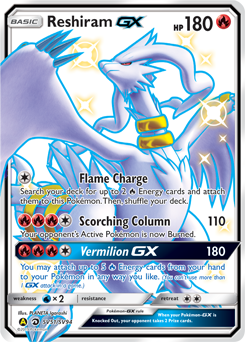 Reshiram-GX z edície Hidden Fates Shiny Vault, karta č.SV51
