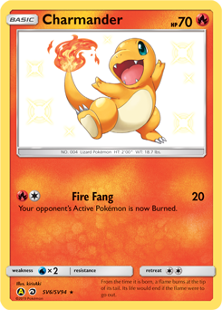 Charmander z edície Hidden Fates Shiny Vault, karta č.SV6