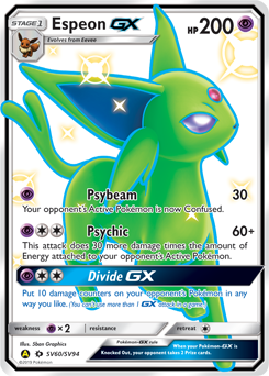Espeon-GX z edície Hidden Fates Shiny Vault, karta č.SV60