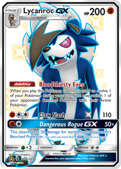 Lycanroc-GX z edície Hidden Fates Shiny Vault, karta č.SV66