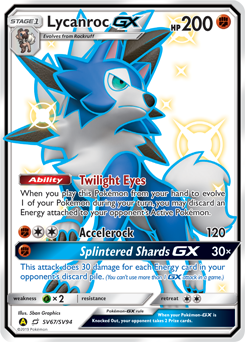 Lycanroc-GX z edície Hidden Fates Shiny Vault, karta č.SV67