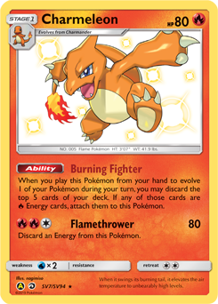 Charmeleon z edície Hidden Fates Shiny Vault, karta č.SV7