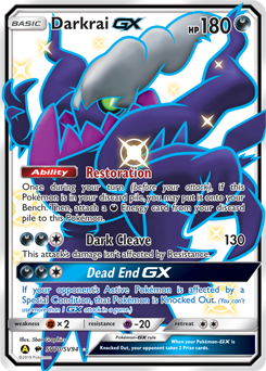 Darkrai-GX z edície Hidden Fates Shiny Vault, karta č.SV70