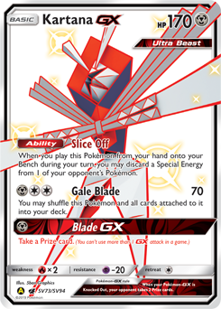 Kartana-GX z edície Hidden Fates Shiny Vault, karta č.SV73