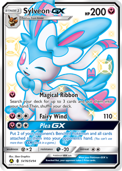 Sylveon-GX z edície Hidden Fates Shiny Vault, karta č.SV76