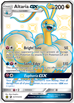 Altaria-GX z edície Hidden Fates Shiny Vault, karta č.SV77