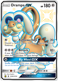 Drampa-GX z edície Hidden Fates Shiny Vault, karta č.SV80