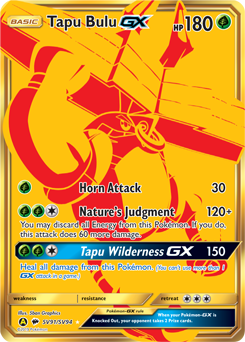 Tapu Bulu-GX z edície Hidden Fates Shiny Vault, karta č.SV91