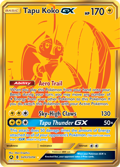 Tapu Koko-GX z edície Hidden Fates Shiny Vault, karta č.SV93