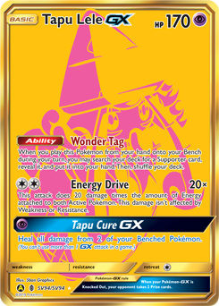 Tapu Lele-GX z edície Hidden Fates Shiny Vault, karta č.SV94
