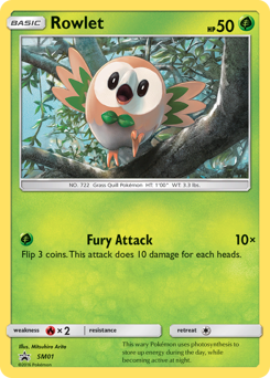 Rowlet z edície SM Black Star Promos, karta č.SM01