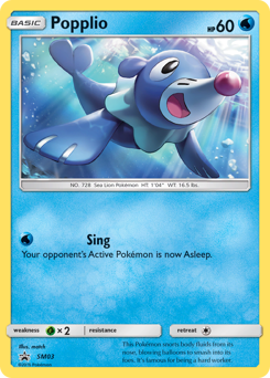 Popplio z edície SM Black Star Promos, karta č.SM03