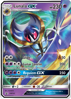 Lunala-GX z edície SM Black Star Promos, karta č.SM103