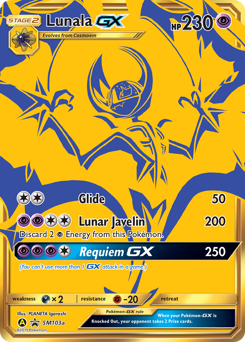 Lunala-GX z edície SM Black Star Promos, karta č.SM103a