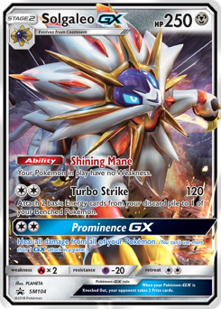 Solgaleo-GX z edície SM Black Star Promos, karta č.SM104