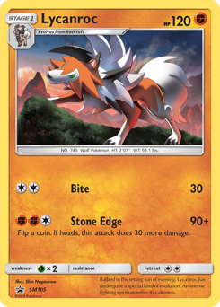 Lycanroc z edície SM Black Star Promos, karta č.SM105