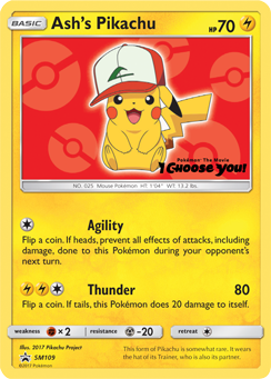 Ash's Pikachu z edície SM Black Star Promos, karta č.SM109